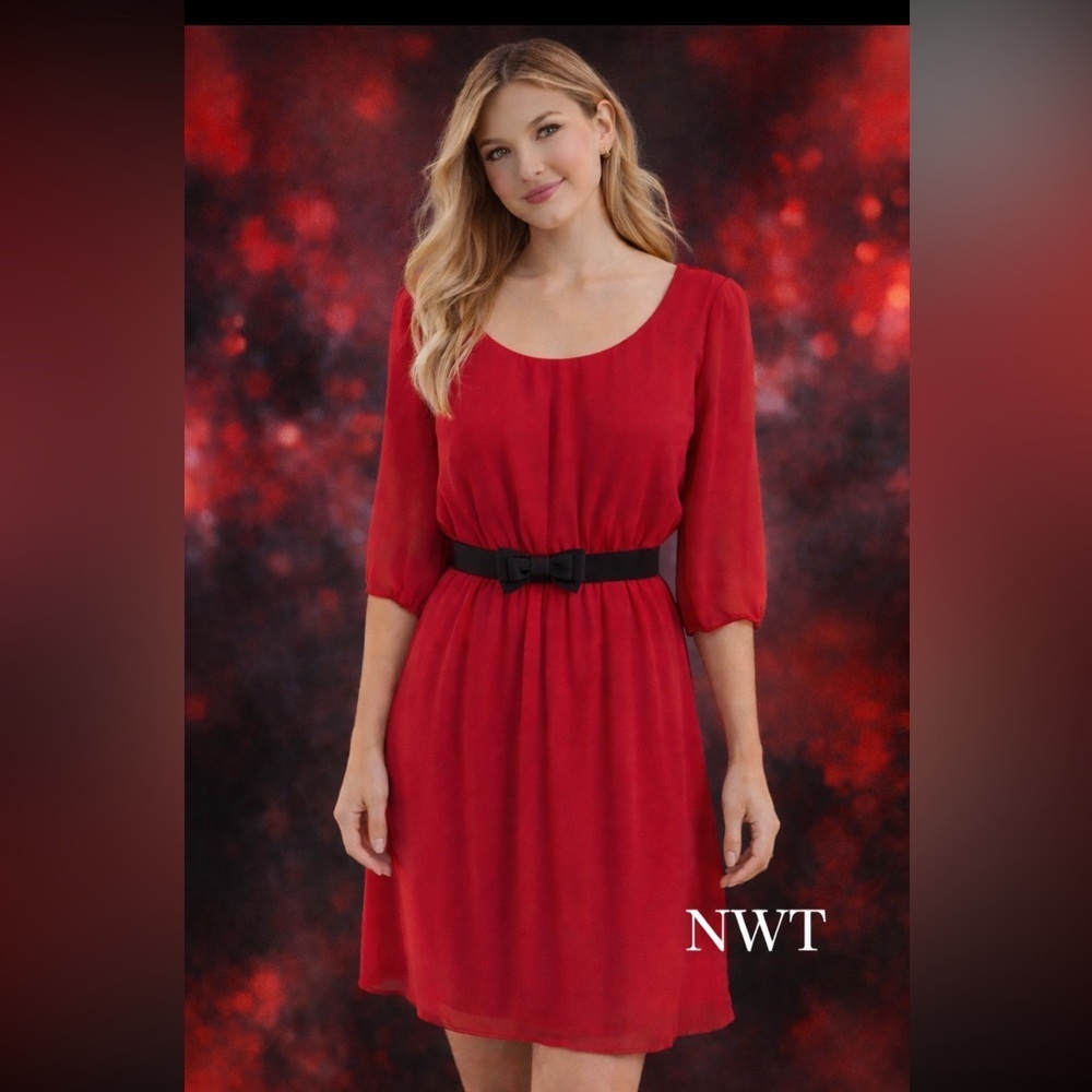 New IZ Byer size XS red and black lace back midi